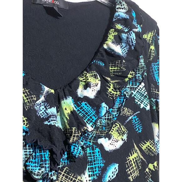 Style & Co Blouse Top Womens S Whimsigoth Dark Forest Fairy Artsy Boho Ruffles - Picture 5 of 8